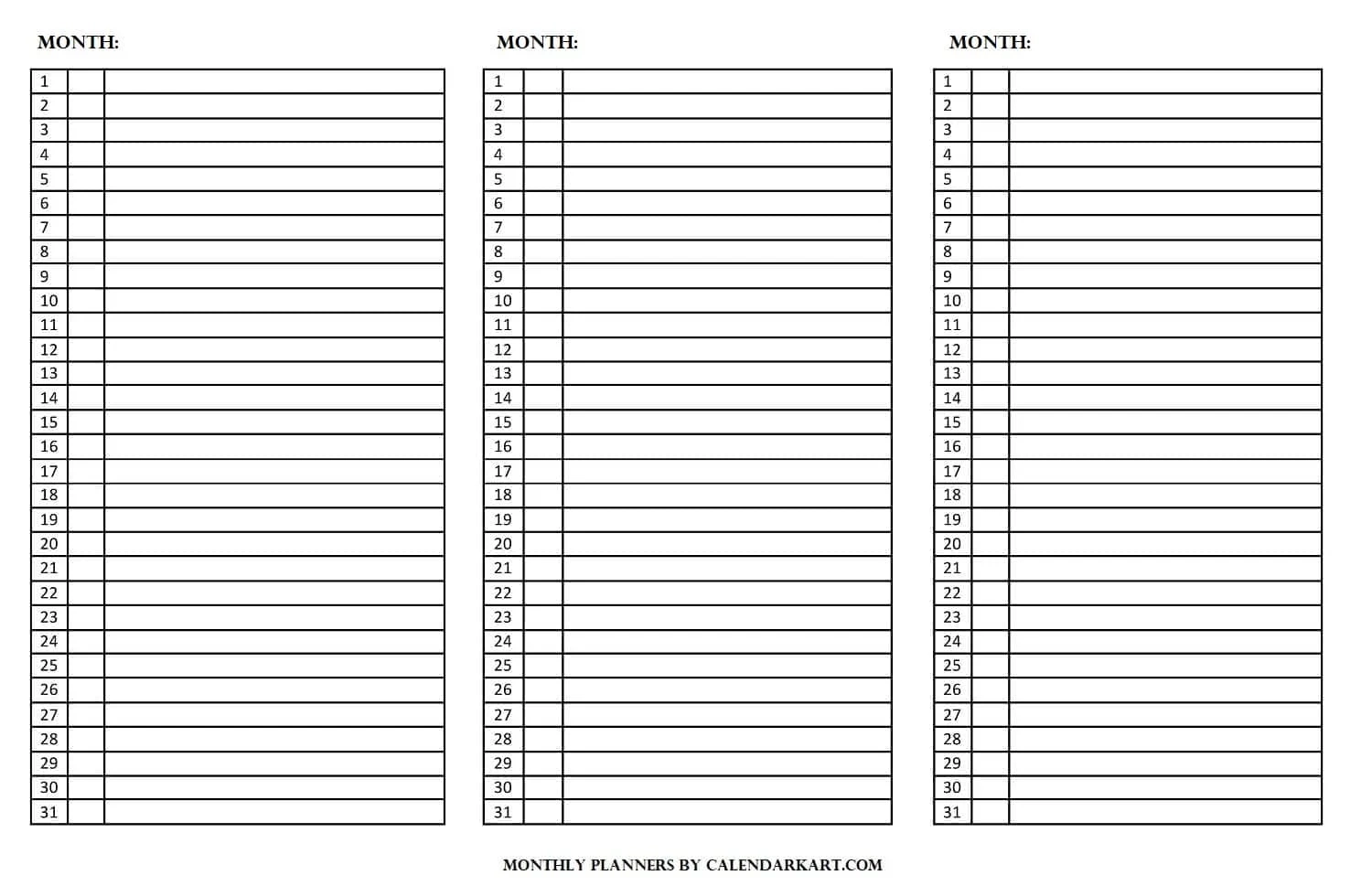 Free Printable Monthly Planner Templates CalendarKart Free Printable Monthly Planner Templates CalendarKart