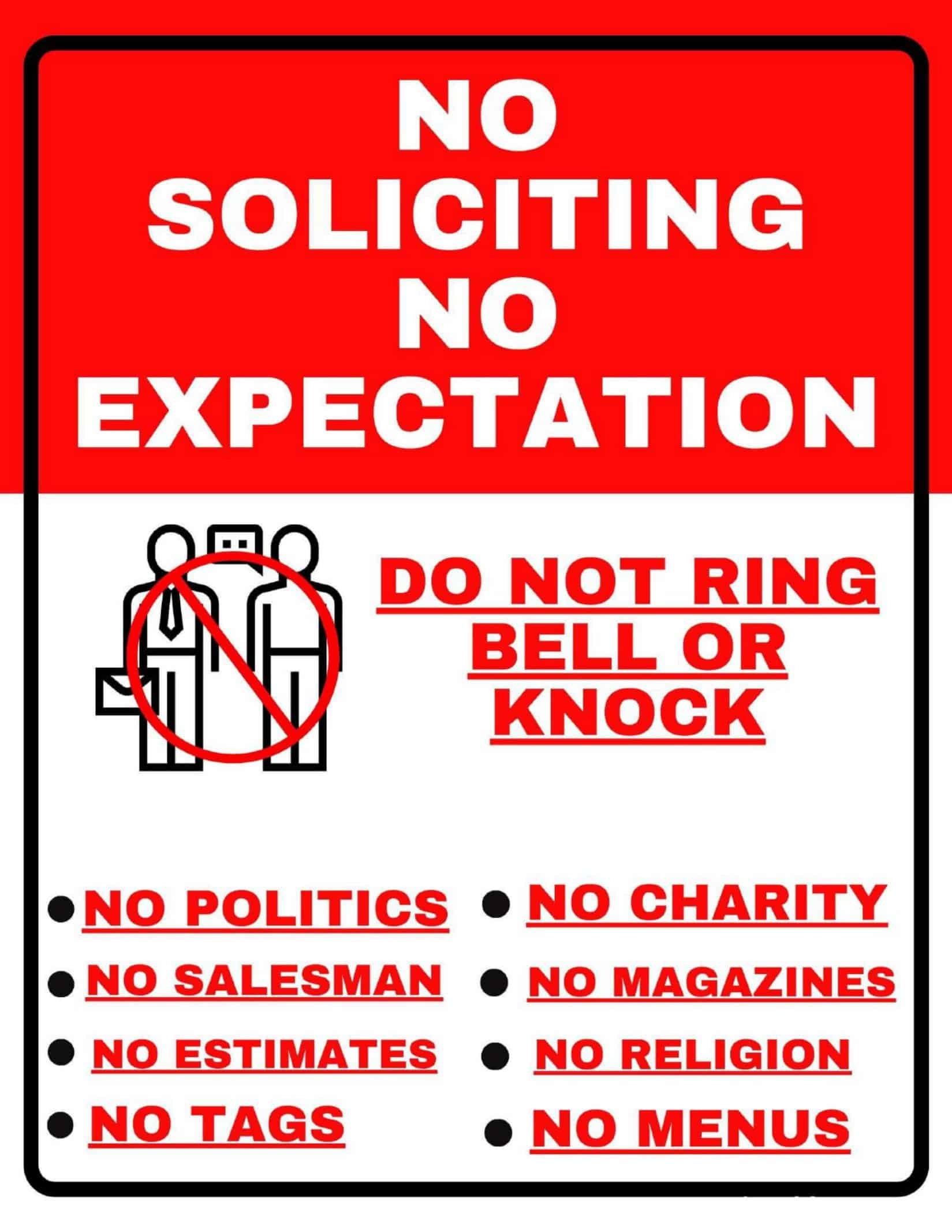 Printable No Religious Soliciting Sign