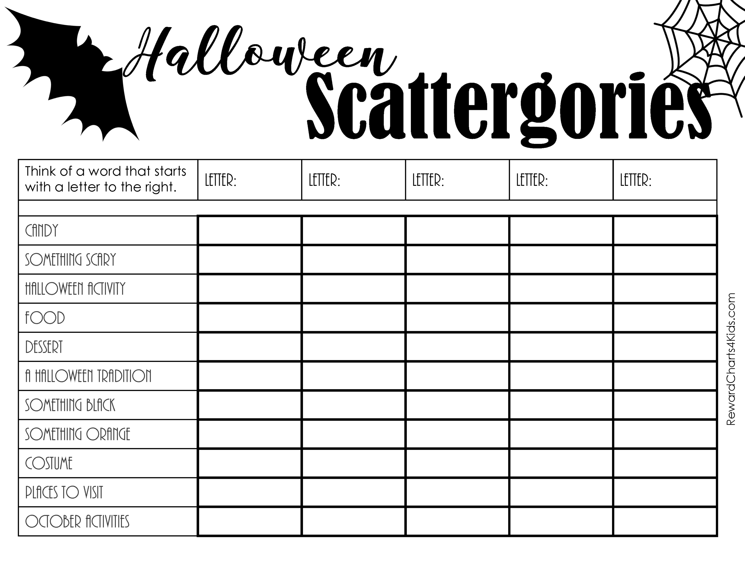 Printable Blank Scattergories Answer Sheets Printable Blank Scattergories Answer Sheets