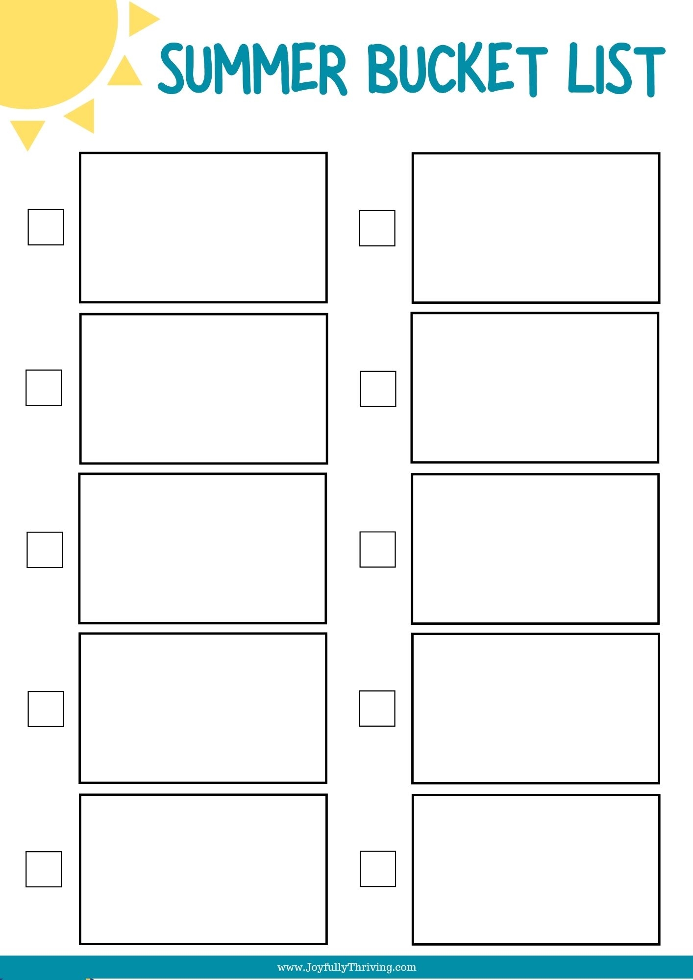 Blank Summer Bucket List Family Printable Blank Summer Bucket List Family Printable