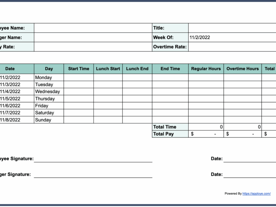 Free Printable Timesheet Templates Excel Word PDF