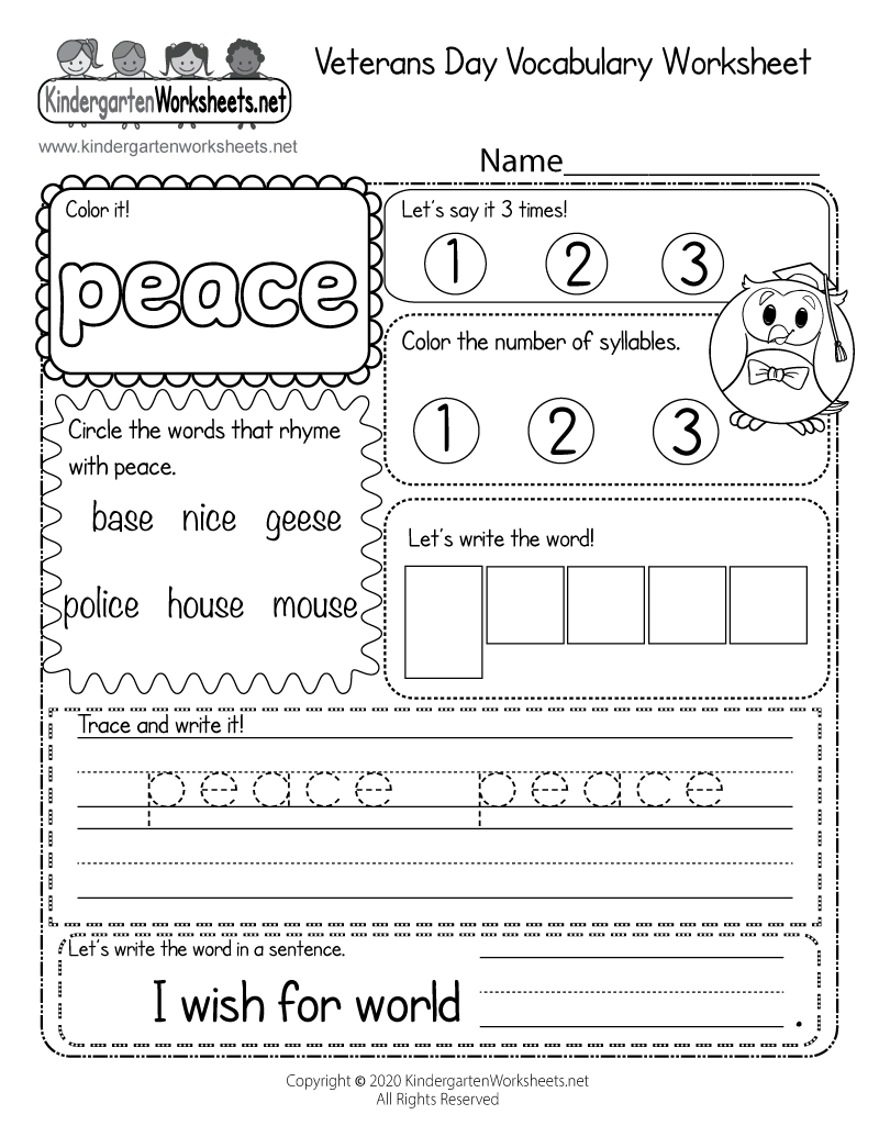 Free Printable Veterans Day Vocabulary Worksheet Worksheets Library