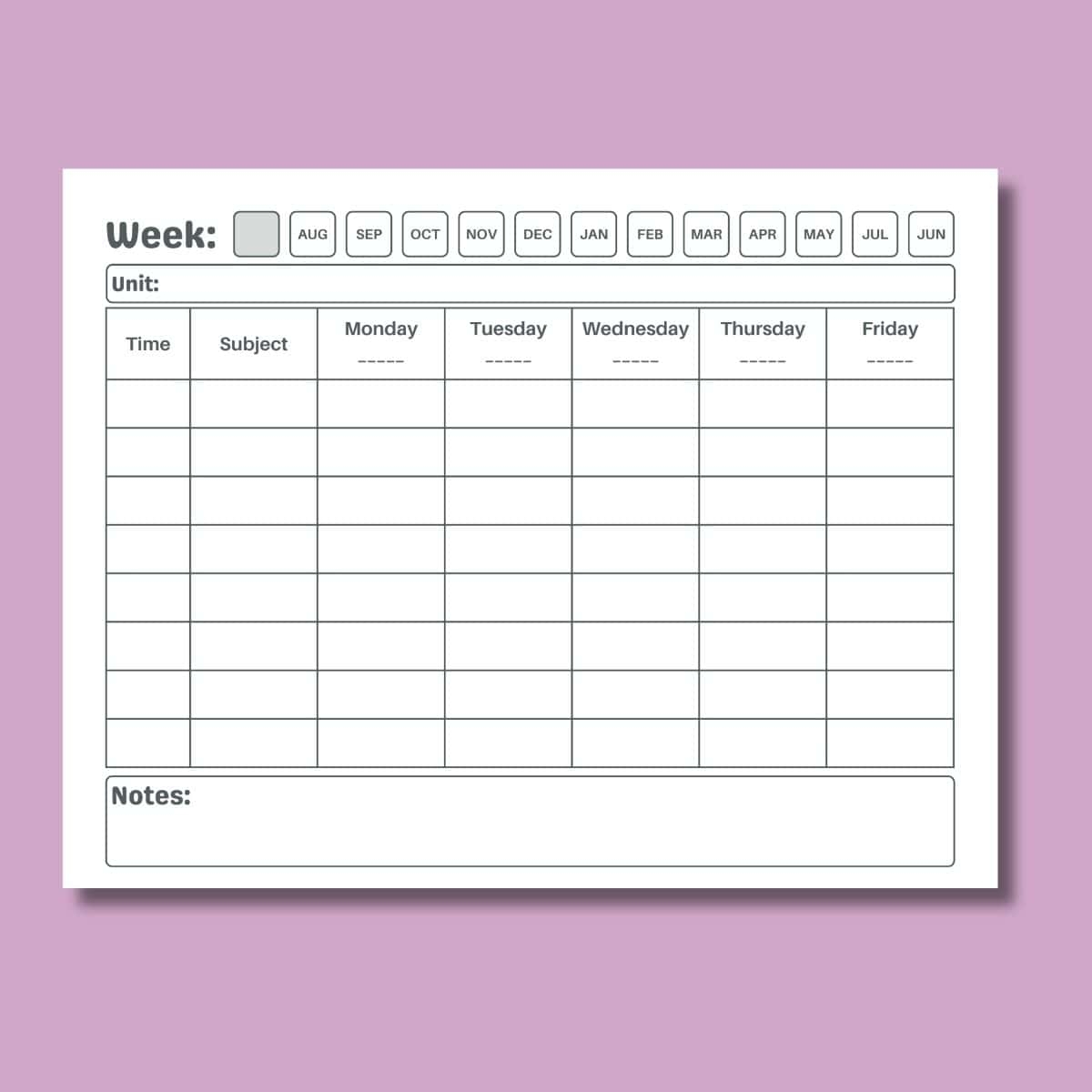 FREE Printable Weekly Lesson Plan Template