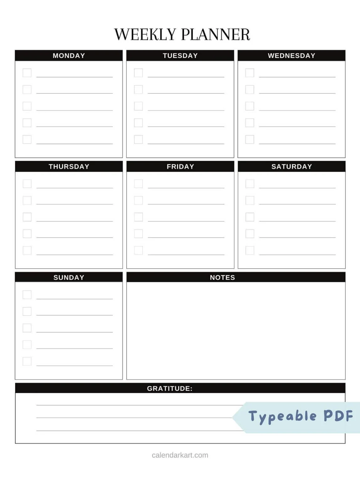 Printable Weekly Planner With Lines Printable Weekly Planner With Lines