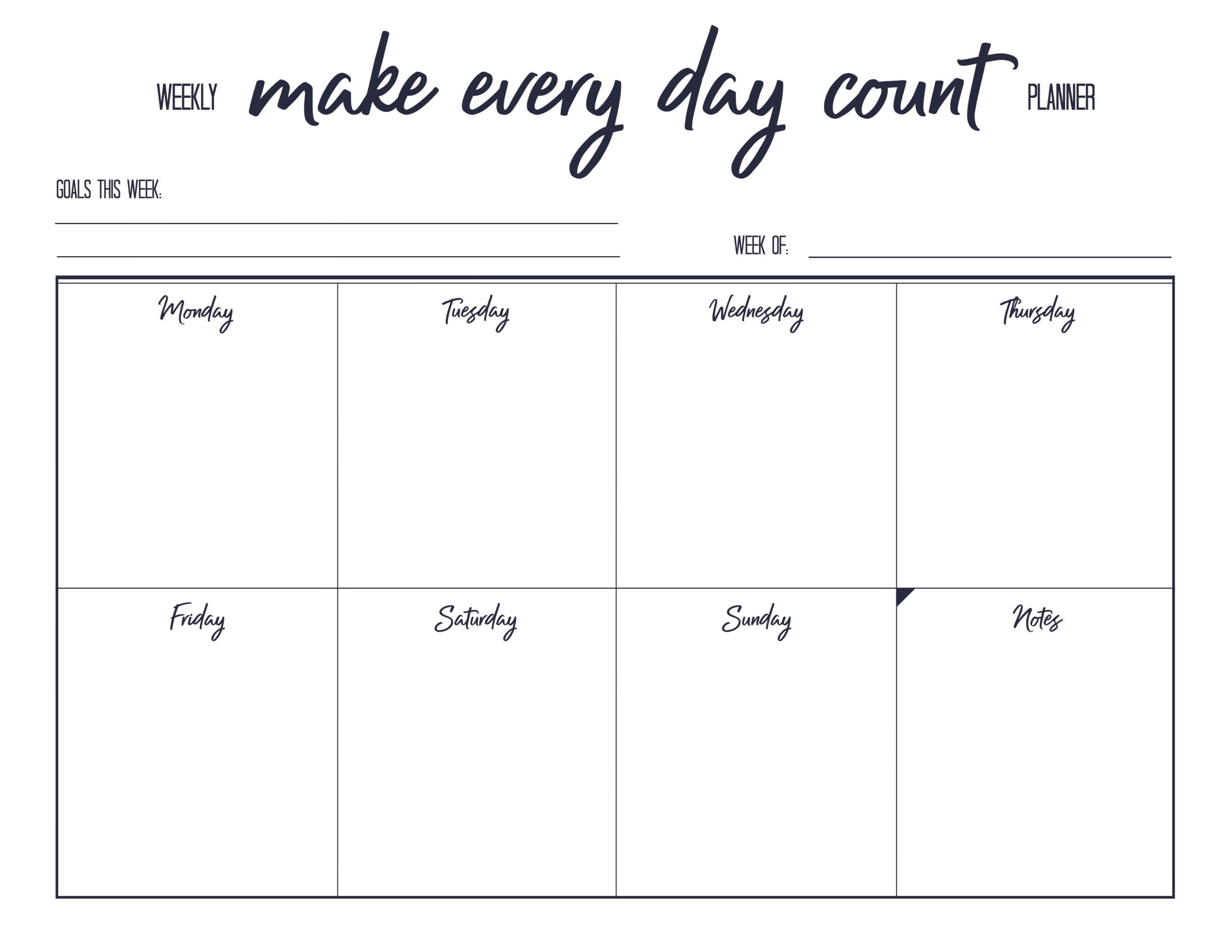 Free Printable Weekly Calendar Planner