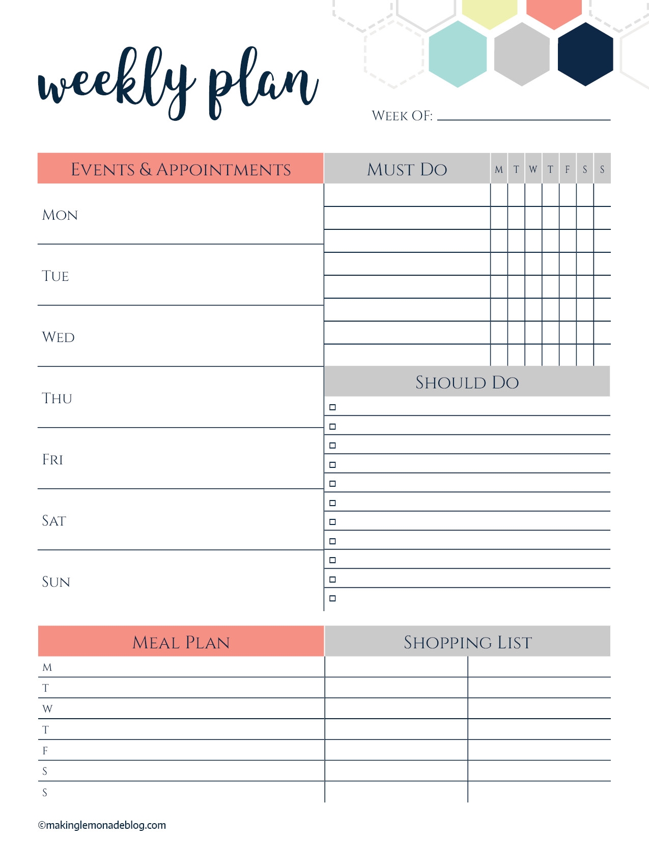 Printable Weekly Academic Planner