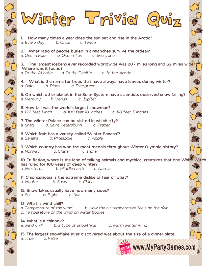 Trivia Games For Seniors Printable