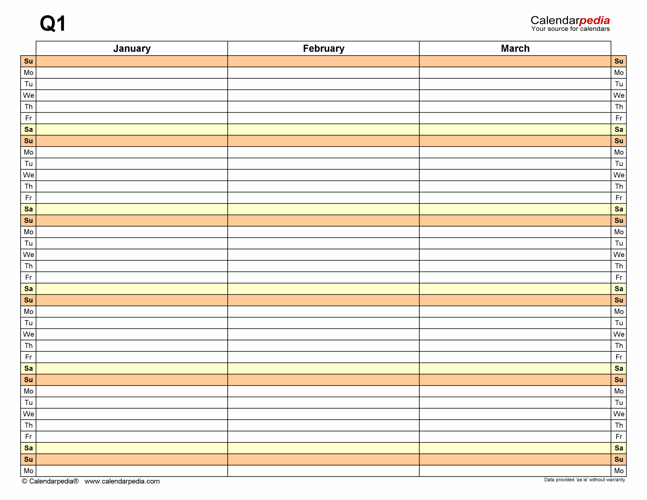 Quarterly Activity Schedule Free Printable Online