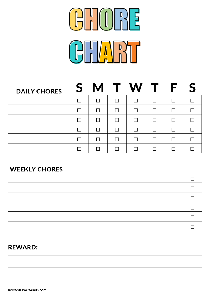 FREE Reward Charts For Kids Edit Online