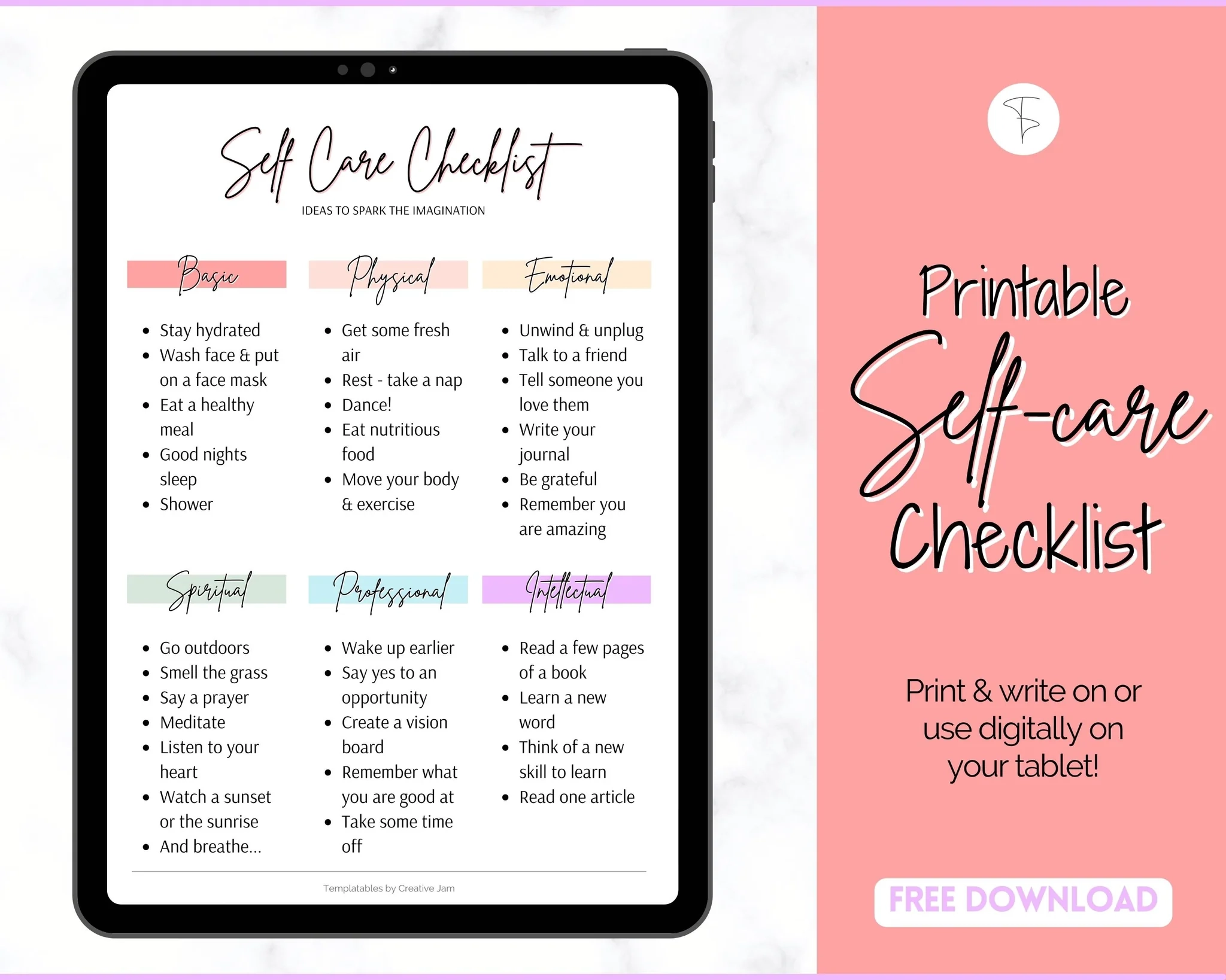 FREE Self Care Checklist Printable Rainbow FREE Self Care Checklist Printable Rainbow