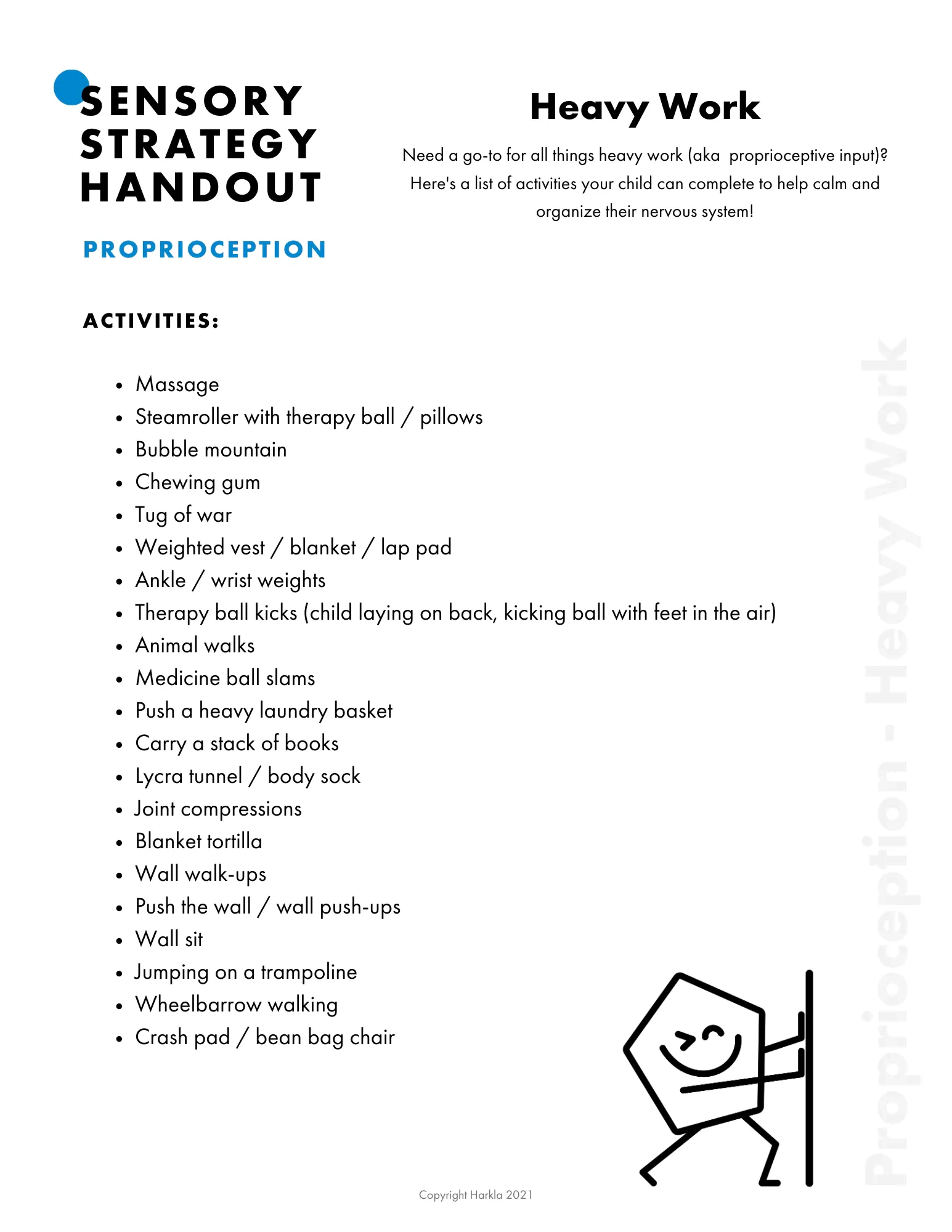 Heavy Work Printable List Heavy Work Printable List