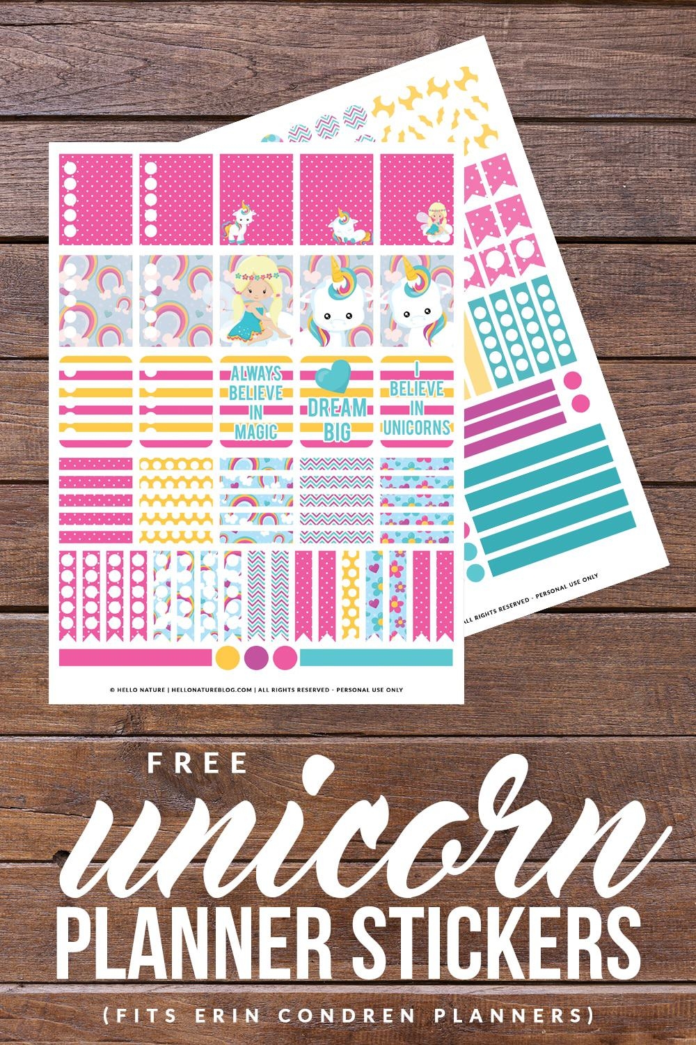 FREE Unicorn Printable Planner Stickers Bird s Eye Meeple
