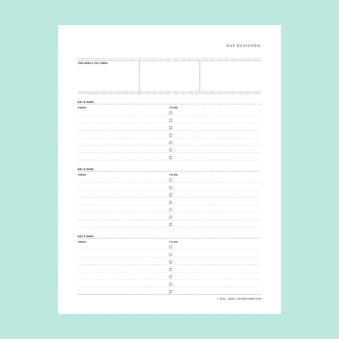 Free Weekly Planner Printable Day Designer
