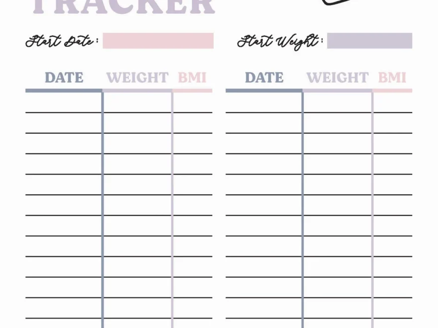 Free Weight Loss Tracker Printable Savor Savvy