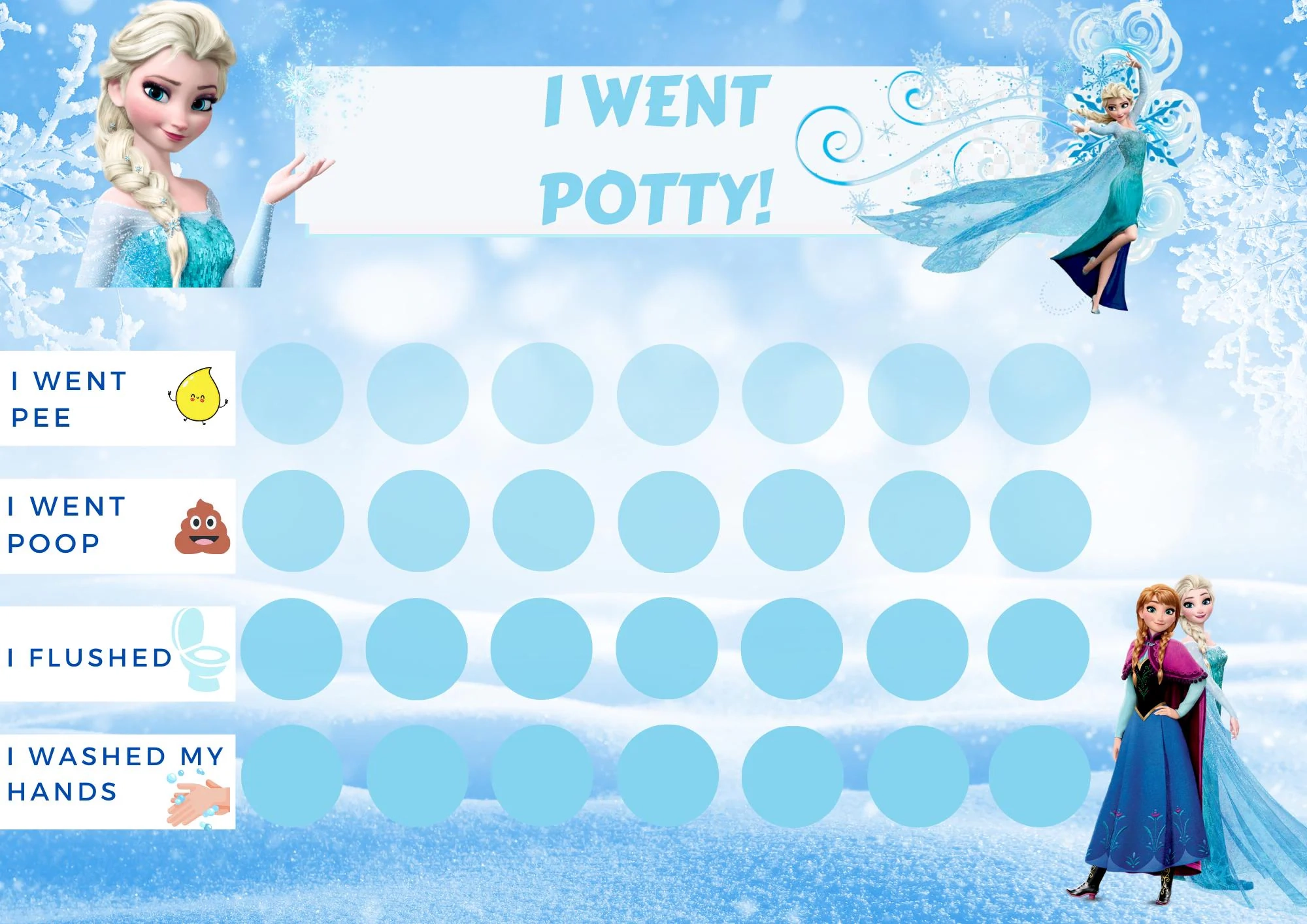 Frozen Potty Training Chart Printable Toilet Training Chart Toileting Reward Chart Instant Download Elsa Reward Chart Etsy