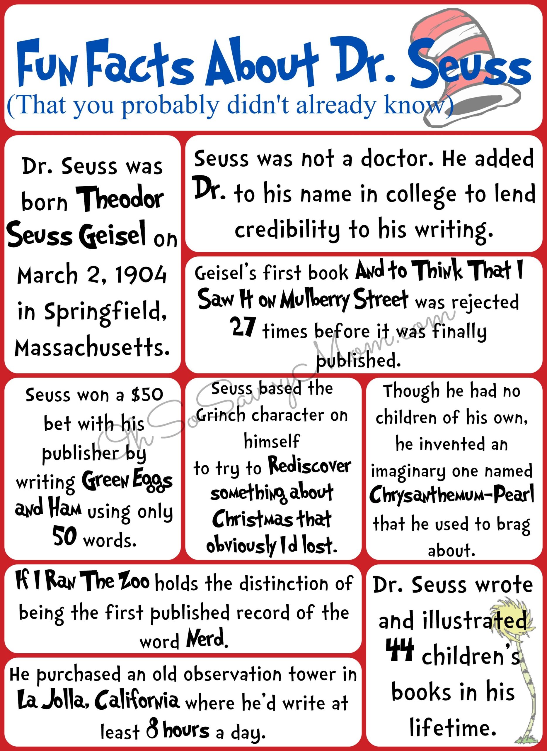 Fun Facts About Dr Seuss You Probably Didnt Know Free Printable Worksheets Library Fun Facts About Dr Seuss You Probably Didnt Know Free Printable Worksheets Library