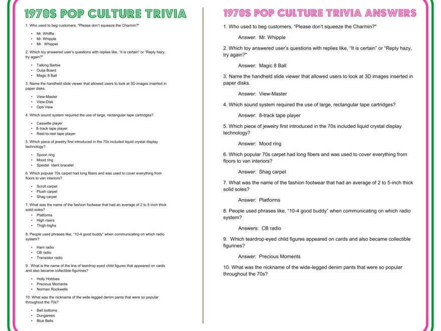 Fun Trivia 10 Free PDF Printables Printablee Worksheets Library