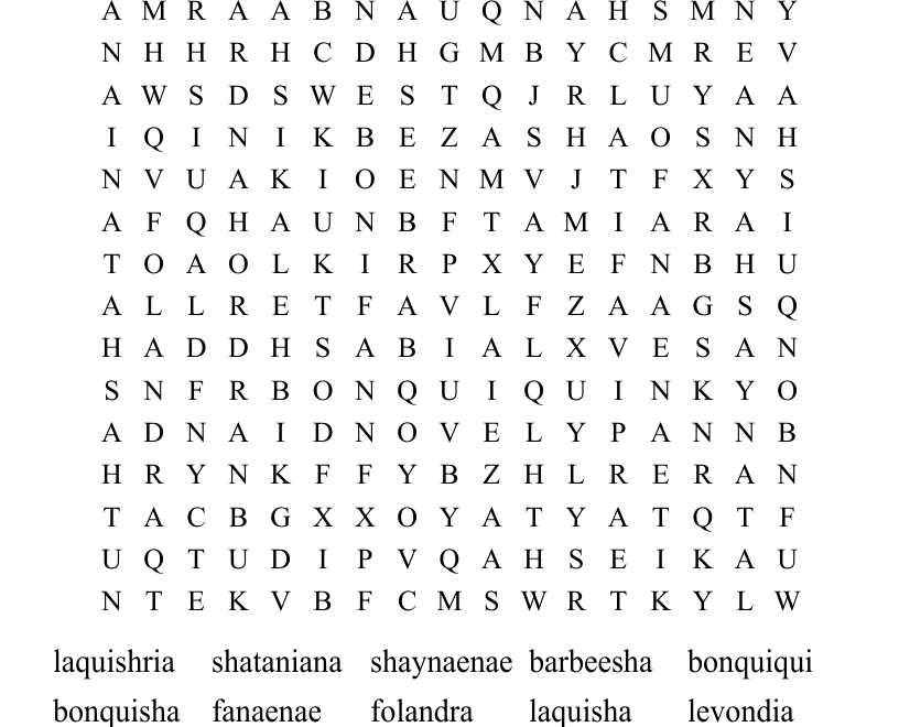 Ghetto Names Word Search WordMint