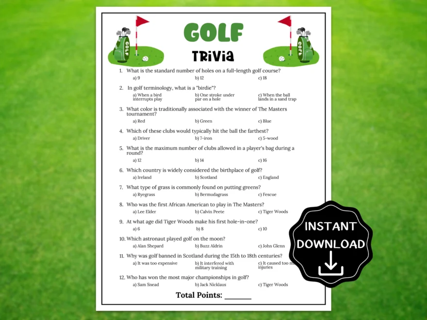 Golf Trivia Game Printable Golf Game For Kids Adults Golf Activity Golf Bachelor Party Game Golf Gender Reveal Ideas golf Baby Shower Etsy