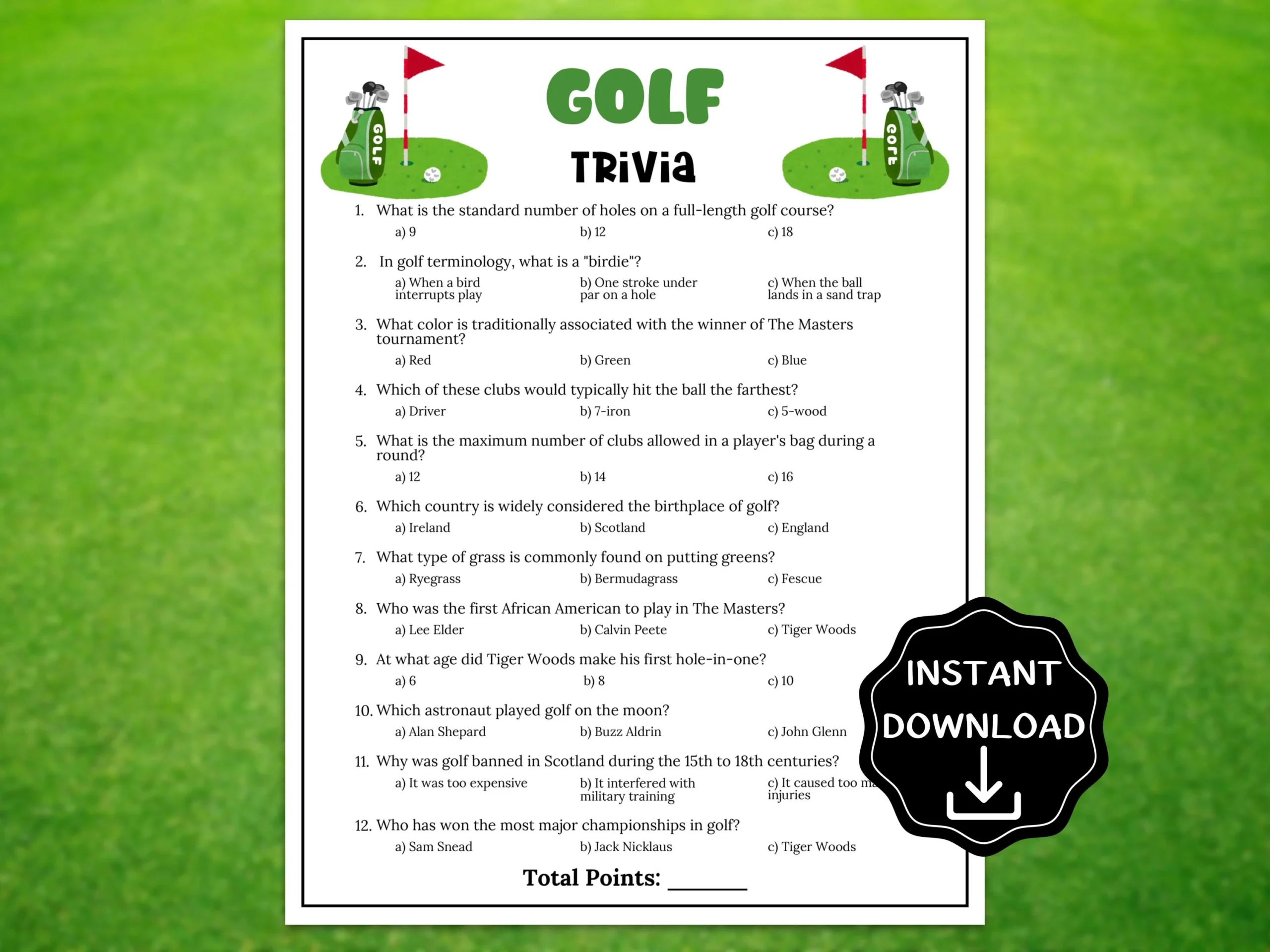 Golf Trivia Game Printable Golf Game For Kids Adults Golf Activity Golf Bachelor Party Game Golf Gender Reveal Ideas golf Baby Shower Etsy