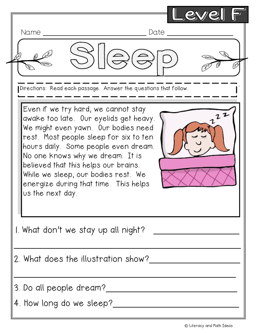 Guided Reading Nonfiction Passages Level F Literacy And Math Ideas