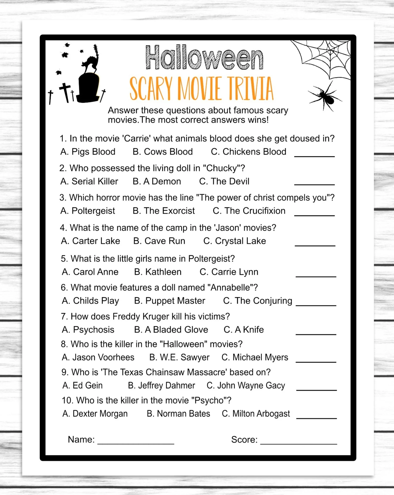 Halloween Scary Movie Trivia Quiz Costume Party Game Printable Or Vir Enjoymyprintables Halloween Scary Movie Trivia Quiz Costume Party Game Printable Or Vir Enjoymyprintables