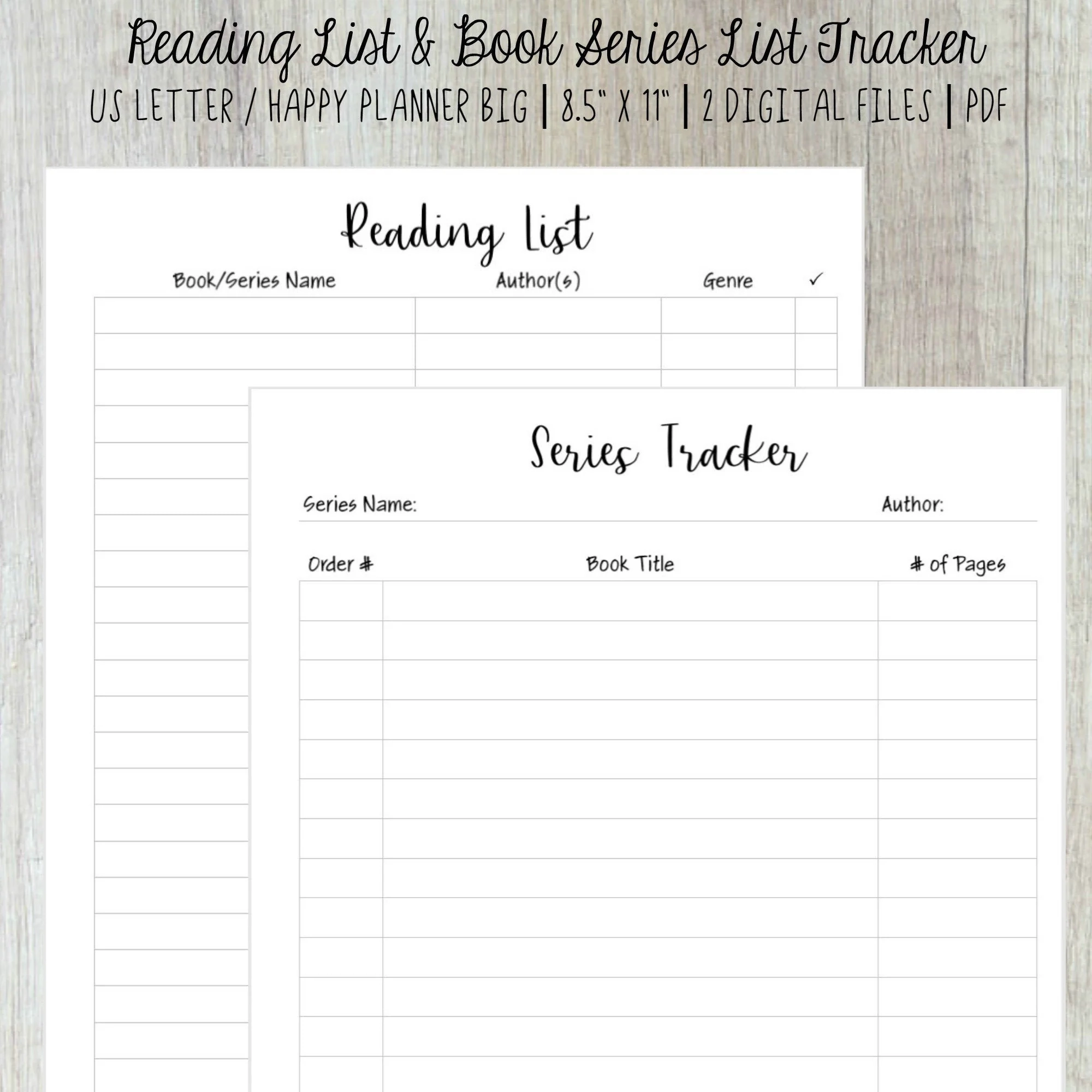 Happy Planner Happy Planner BIG Reading List Book Series Tracker Planner List Insert Printable Digital PDF Reading Books Etsy
