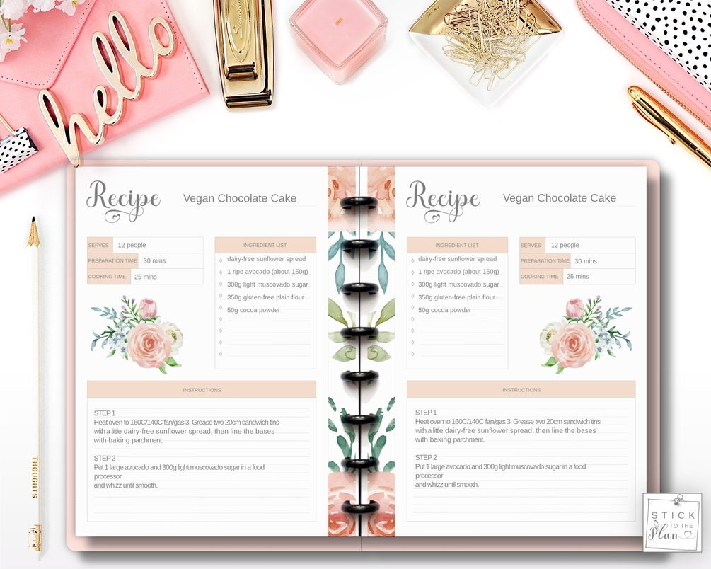 Happy Planner Recipe Insert HP Classic Printable Recipe Pages Mini HP Recipe Card Template Floral Cook Book Discbound Planner Inserts