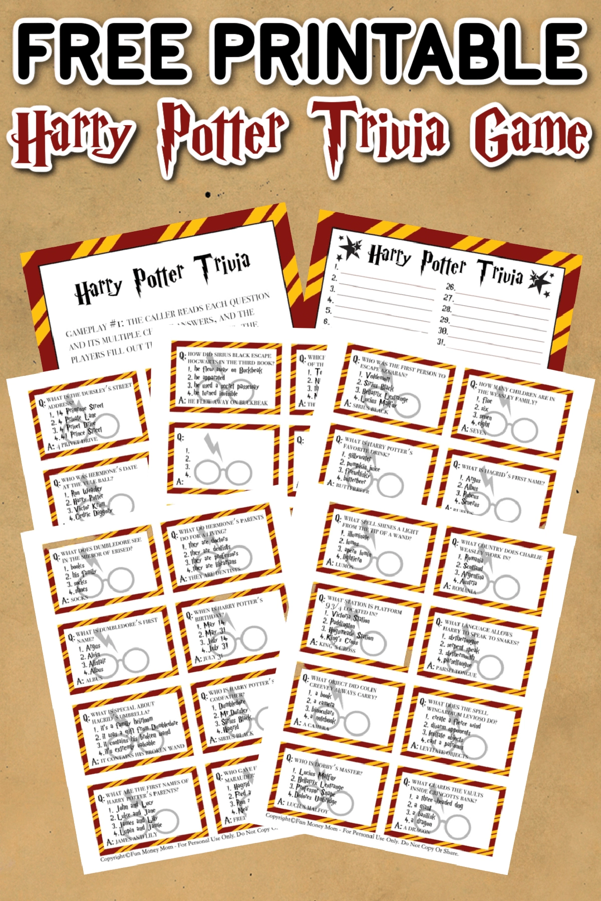 Harry Potter Trivia Questions And Answers Free Printable  Harry Potter Trivia Questions And Answers Free Printable