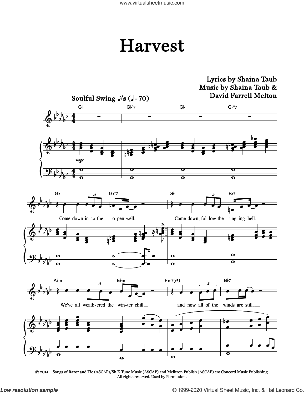 Harvest Sheet Music For Voice And Piano PDF  Harvest Sheet Music For Voice And Piano PDF