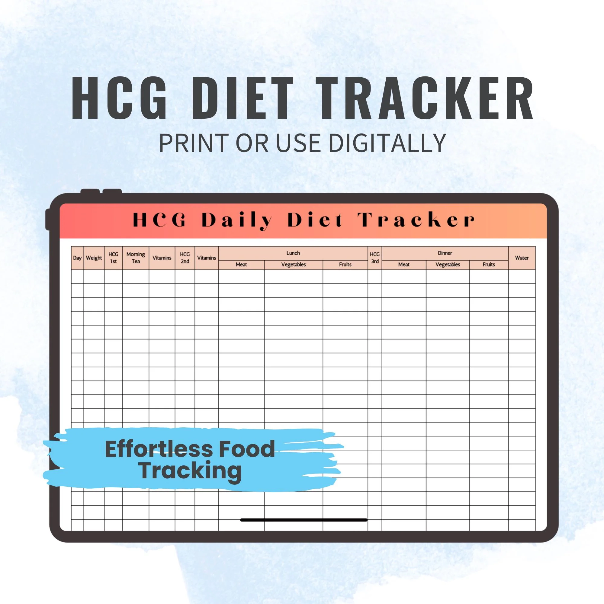 HCG Diet Tracker HCG Weight Loss Printable Hcg Diet Food Log Hcg Diet Journal Hcg Planner PDF Etsy