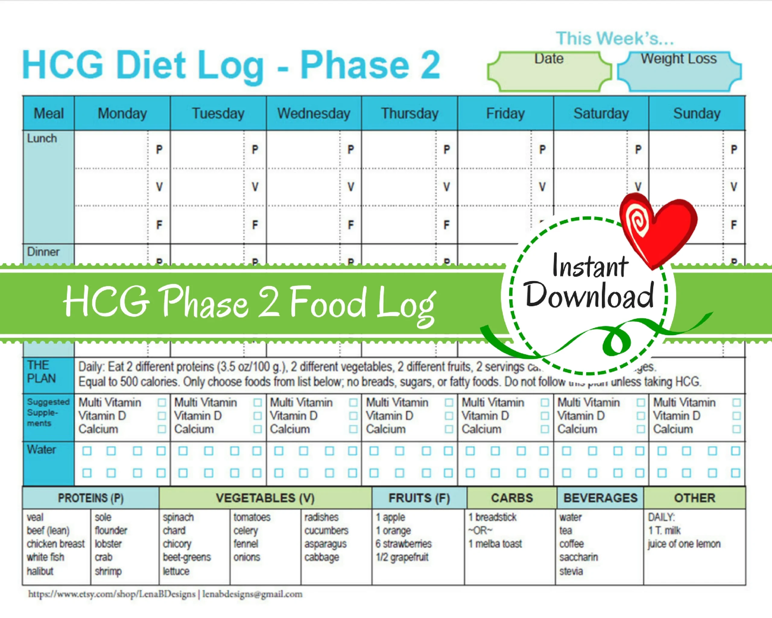 Hcg Weight Chart Printable