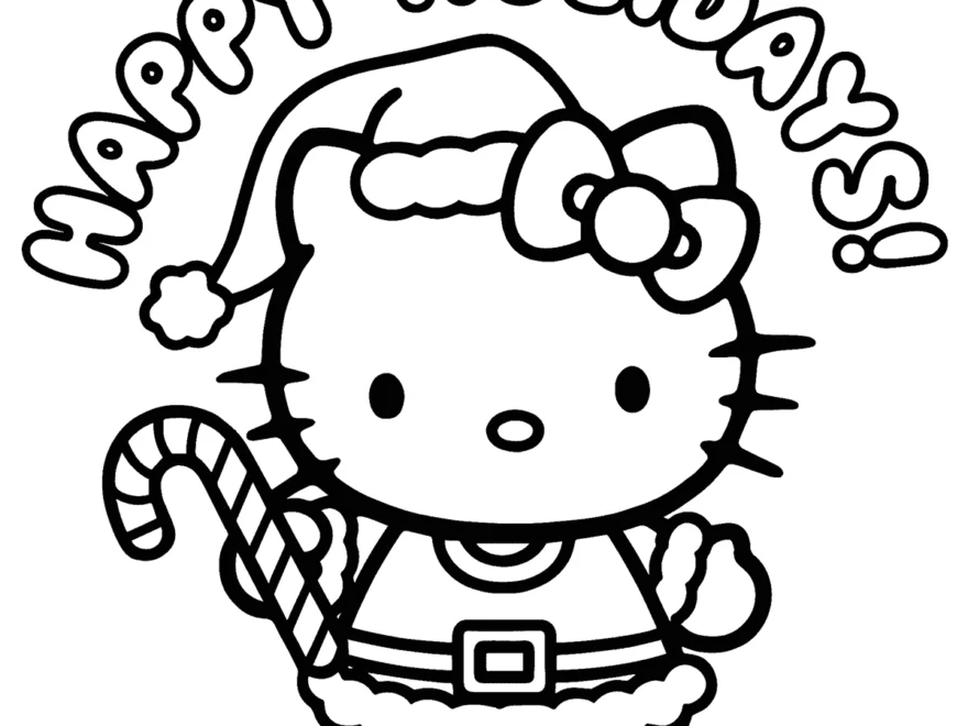 Hello Kitty For The Holidays Coloring Page Easy Drawing Guides