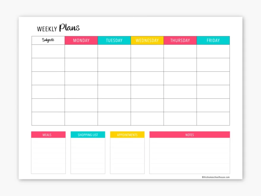 Homeschool Weekly Planner Printable Homeschool Planner Weekly Homeschool Schedule Homeschool Printable Homeschool Digital Download Etsy
