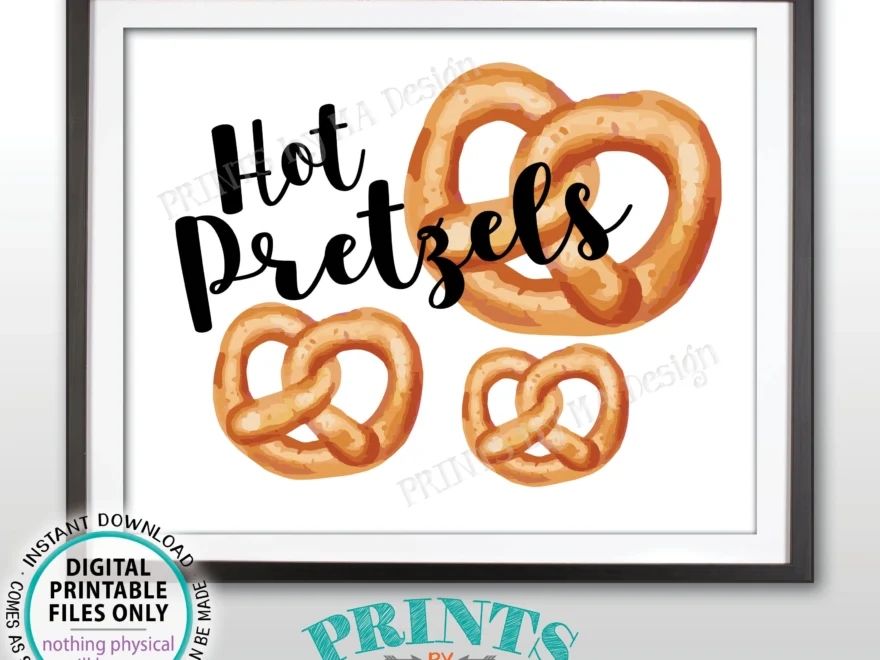 Hot Pretzels Sign PRINTABLE 8x10 Watercolor Style Soft Pretzel Sign id Etsy