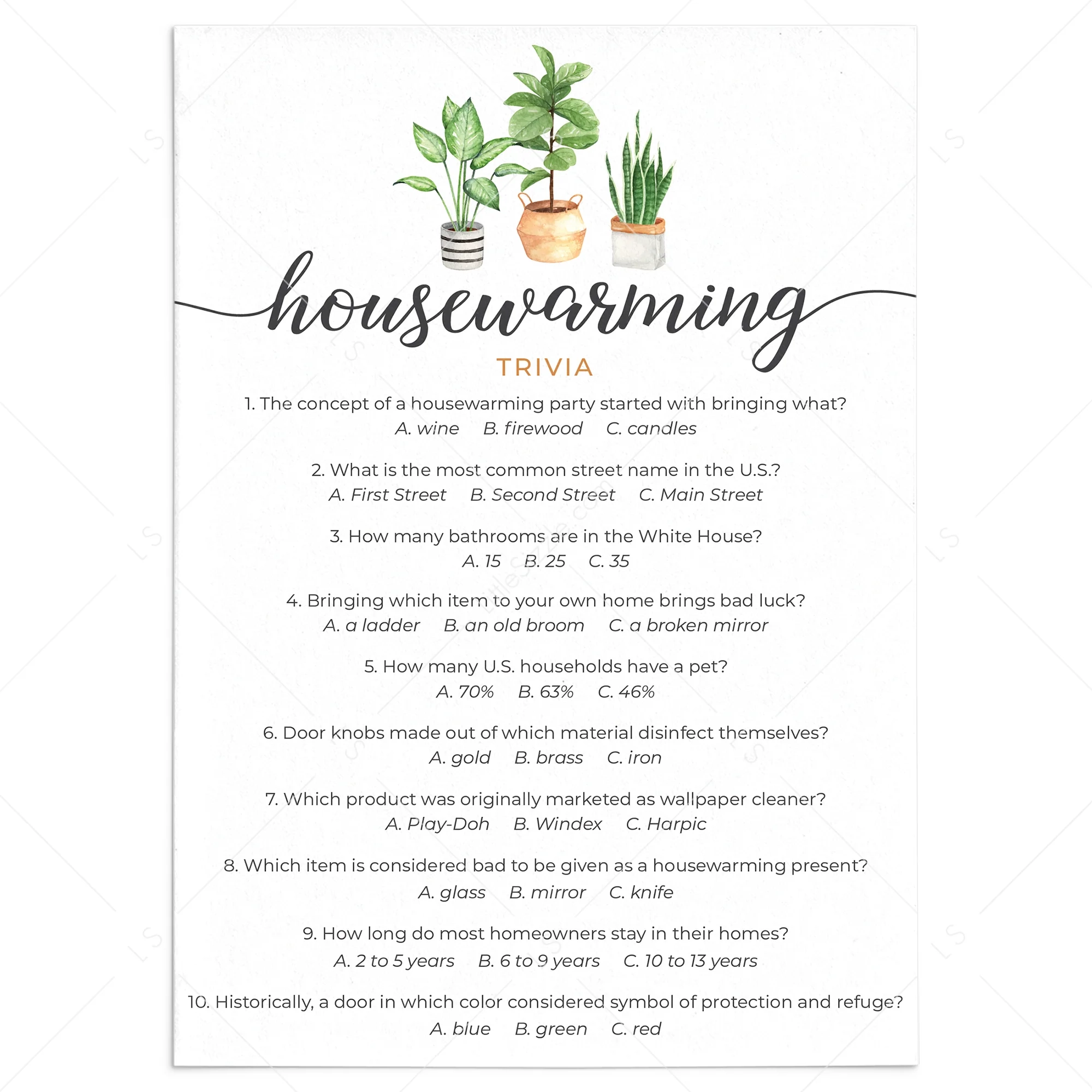 Home Trivia Quiz Printable Home Trivia Quiz Printable