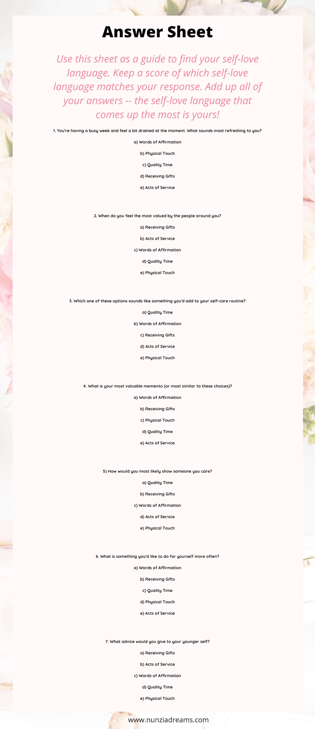 Printable Love Languages Single Quiz Printable Love Languages Single Quiz