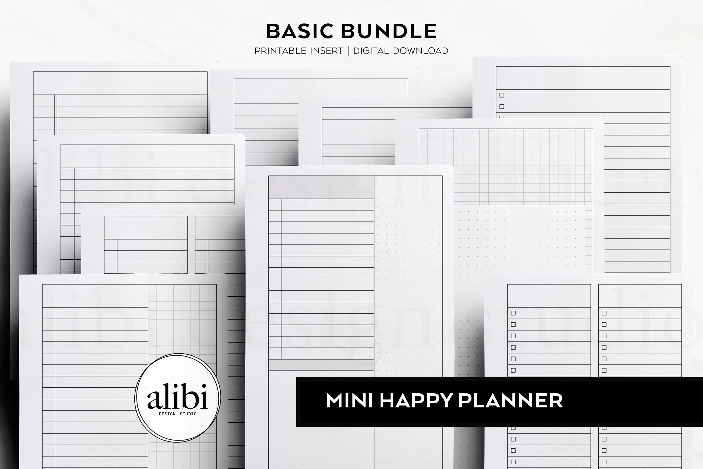 HP MINI Essential Printable Inserts MINI Happy Planner Printable Basic Bundle Grid Paper Dot Grid Lined Paper Etsy