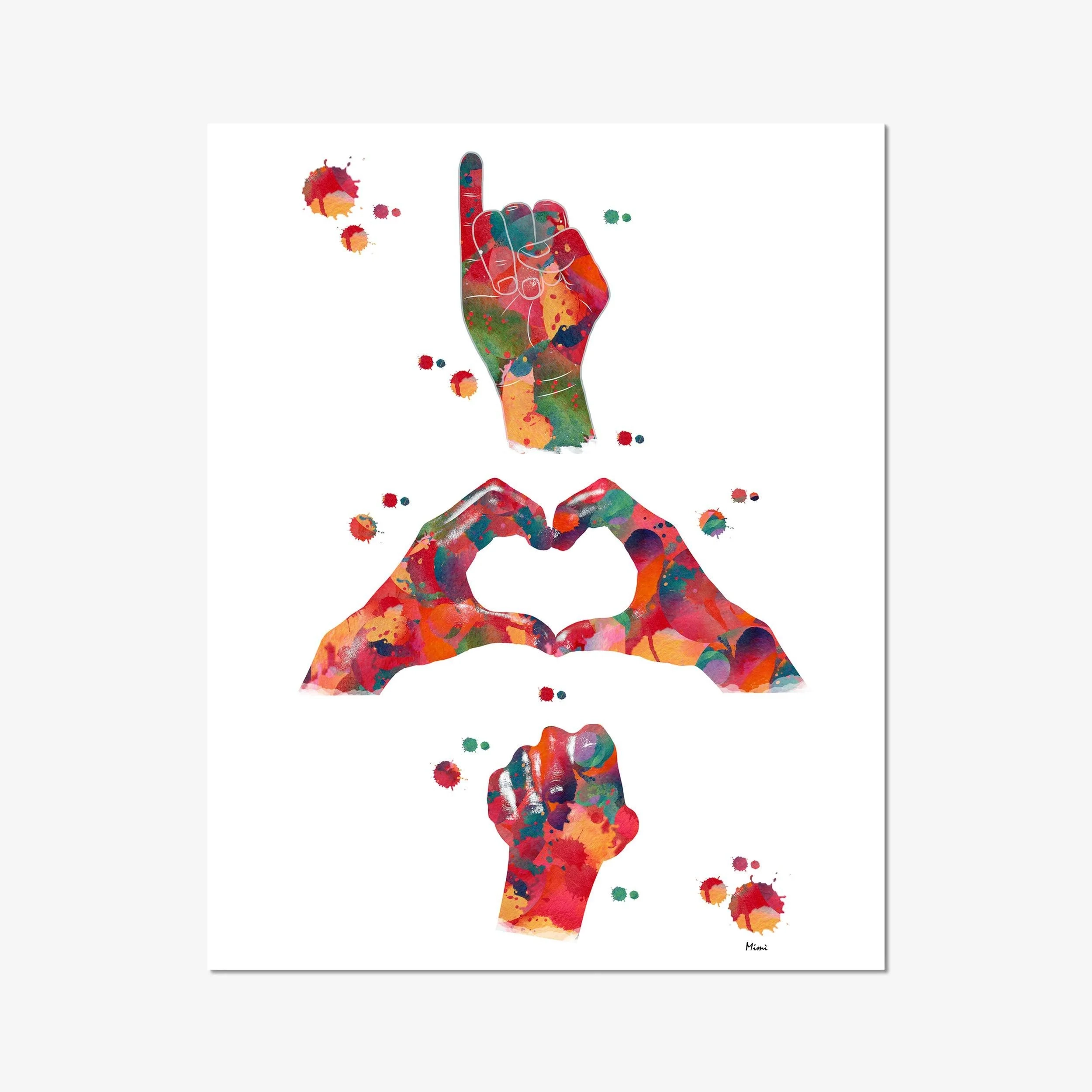 I Love You Sign Language Watercolor Print ASL Audiology Art Poster MimiPrints Anatomy Prints And Science Art I Love You Sign Language Watercolor Print ASL Audiology Art Poster MimiPrints Anatomy Prints And Science Art