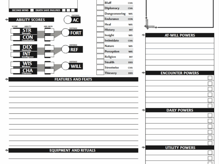 I Revised The 4e Character Sheet Because The Standard One Is So Cluttered What Does Everyone Think R 4eDnD