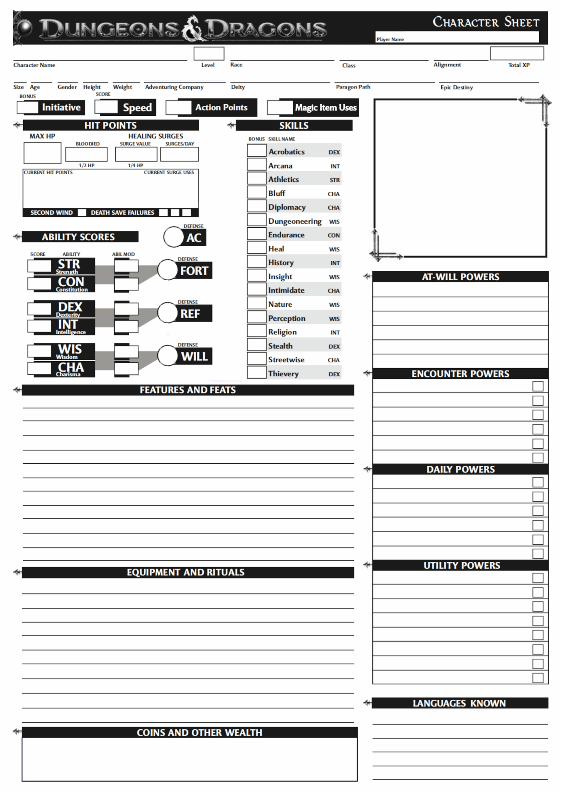 I Revised The 4e Character Sheet Because The Standard One Is So Cluttered What Does Everyone Think R 4eDnD