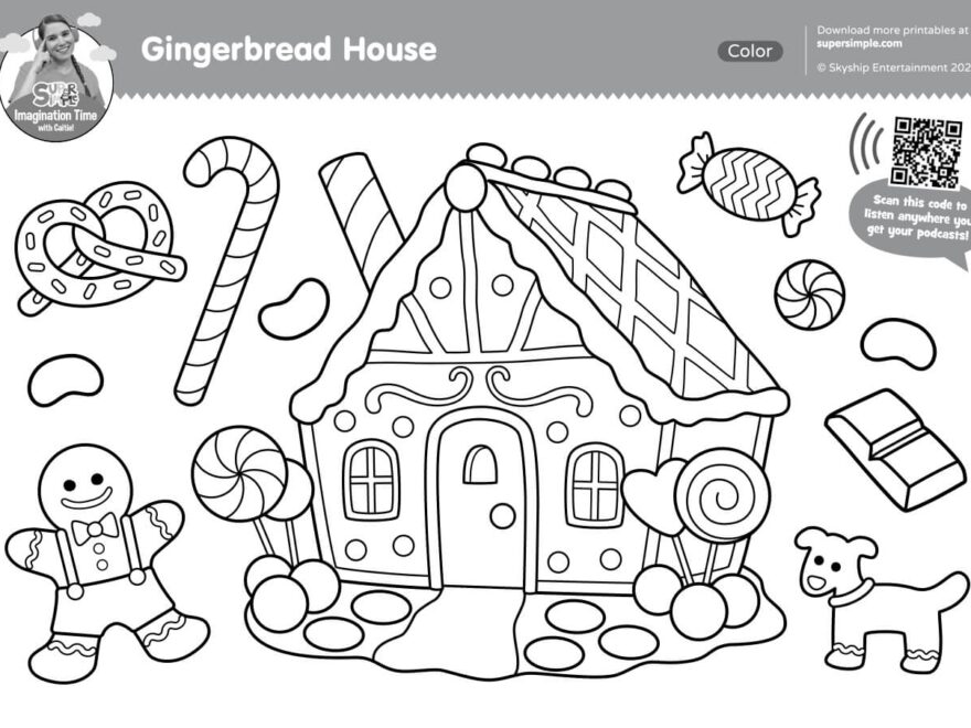 Imagination Time Gingerbread House Coloring Page Super Simple