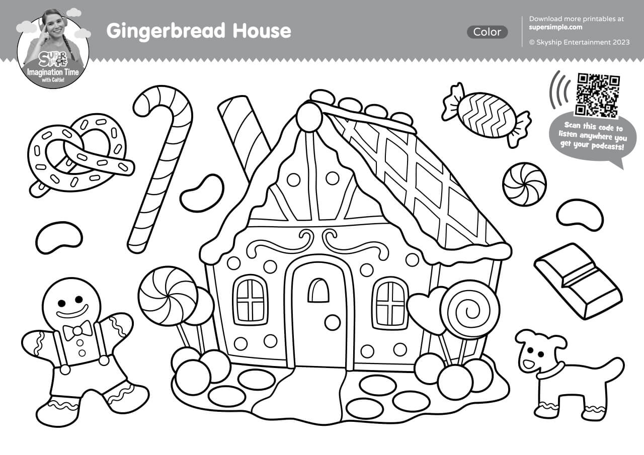 Imagination Time Gingerbread House Coloring Page Super Simple