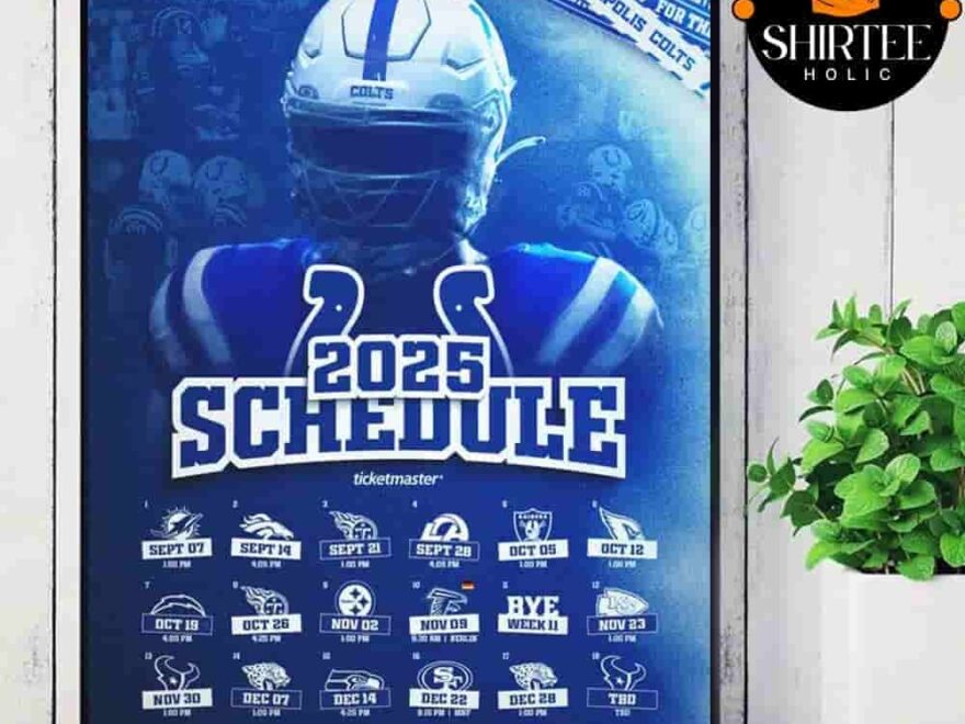 Indianapolis Colts Official 2025 NFL Schedule Season 2025 2026 Wall Decor Poster Canvas Shirteeholic
