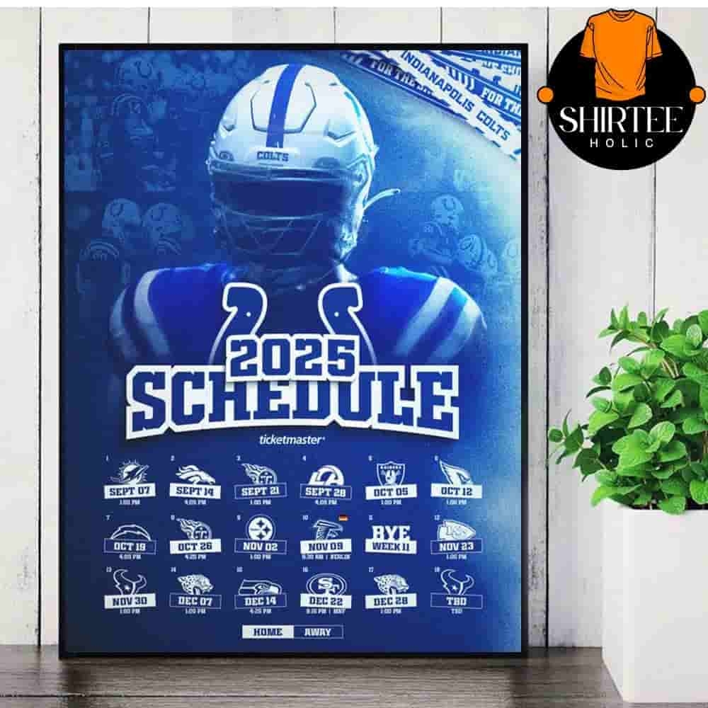 Indianapolis Colts Official 2025 NFL Schedule Season 2025 2026 Wall Decor Poster Canvas Shirteeholic Indianapolis Colts Official 2025 NFL Schedule Season 2025 2026 Wall Decor Poster Canvas Shirteeholic