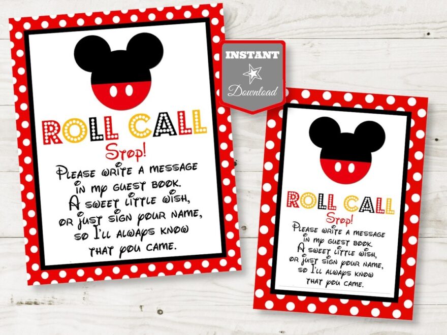 INSTANT DOWNLOAD Classic Mouse Printable 5x7 And 8x10 Roll Call Guest Book Sign Autograph Book Classic Mouse Collection Item 3309 Etsy Sweden