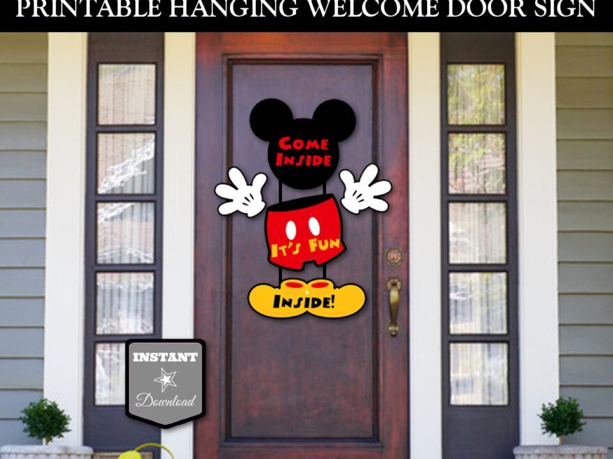INSTANT DOWNLOAD Printable Classic Mouse Hanging Welcome Door Sign Come Inside It s Fun Inside Classic Mouse Collection Item 1574 Etsy