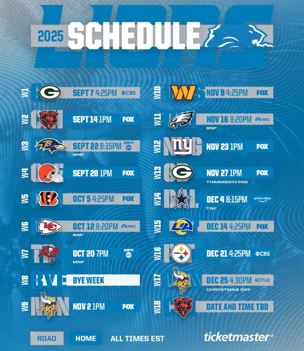 Printable 2026 Lions Schedule