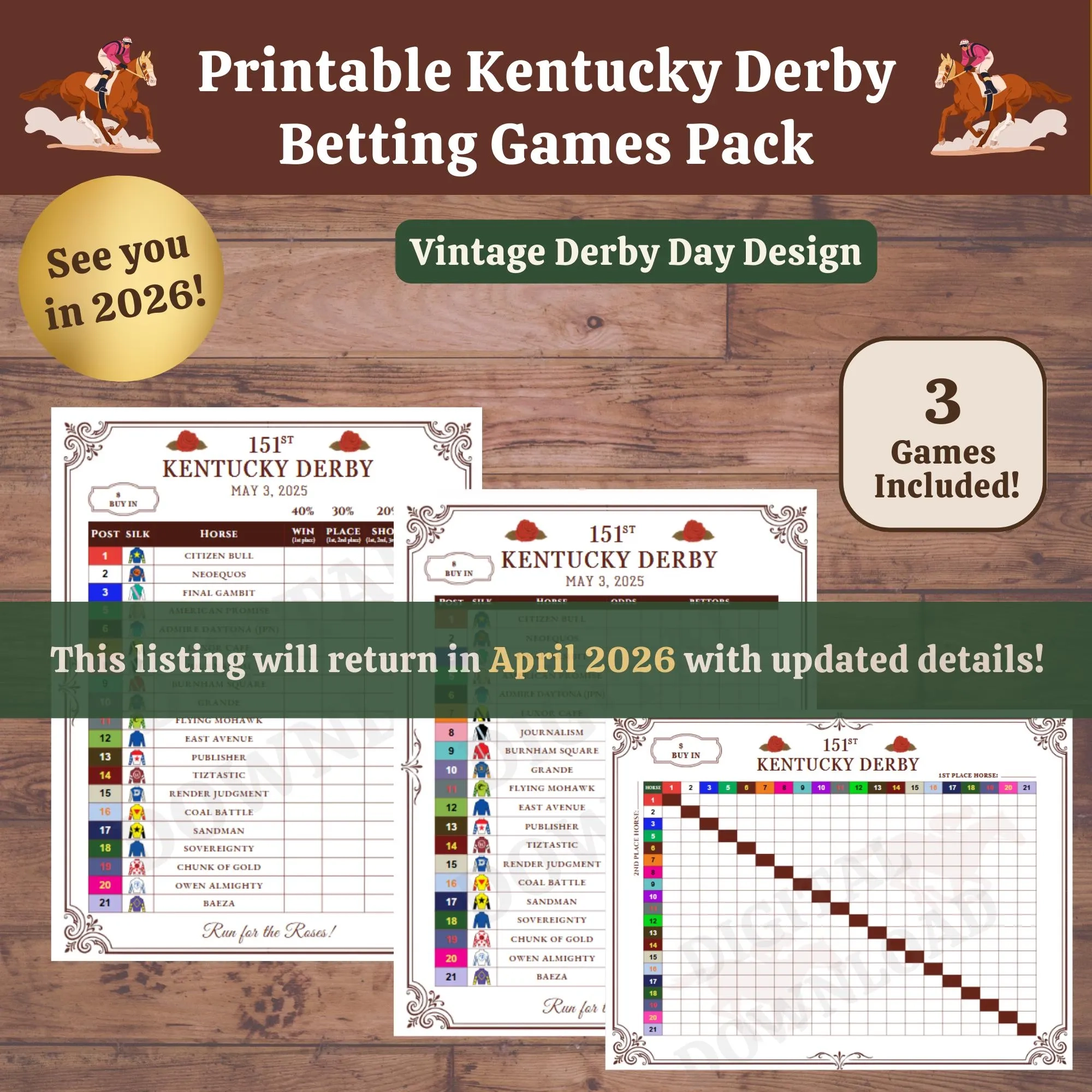Printable Kentucky Derby List 2026 Printable Kentucky Derby List 2026