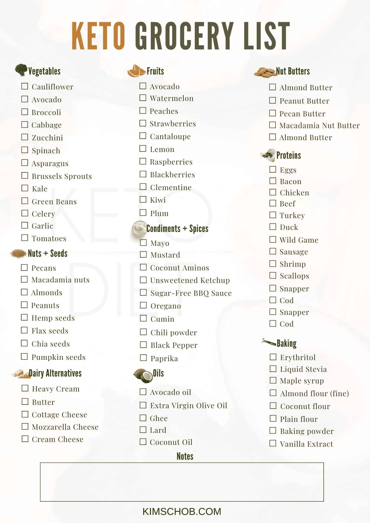 Keto Grocery List Free Printable Kim Schob Keto Grocery List Free Printable Kim Schob